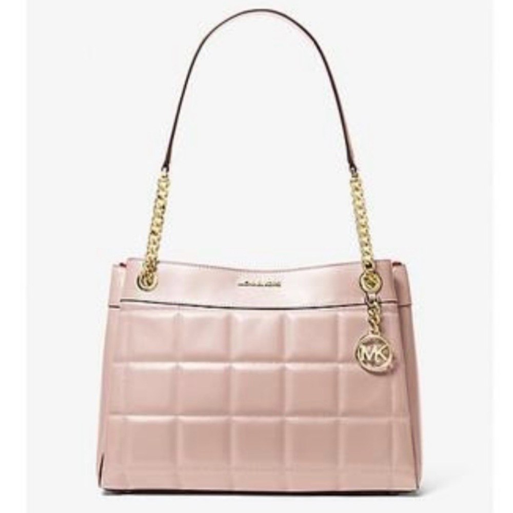 Michael Kors Pink Quilted Med Chain Shoulder Tote